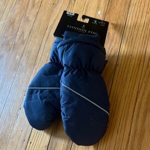 London Fog Navy Blue Kids Mittens with Reflective Trim